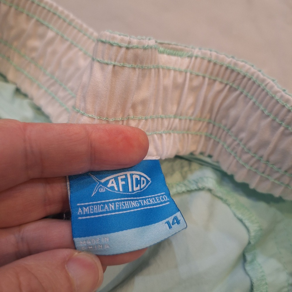 AFTCO Fishing Shorts Women 14 Green Elastic Waist Outdoor Hiking Utility Pockets - Picture 3 of 7